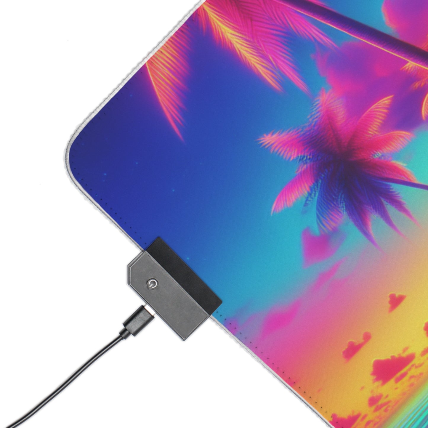 LED Gaming Mouse Pad With Vibrant RGB Lighting, 4 Sizes / Glorious Skies Neon Beach