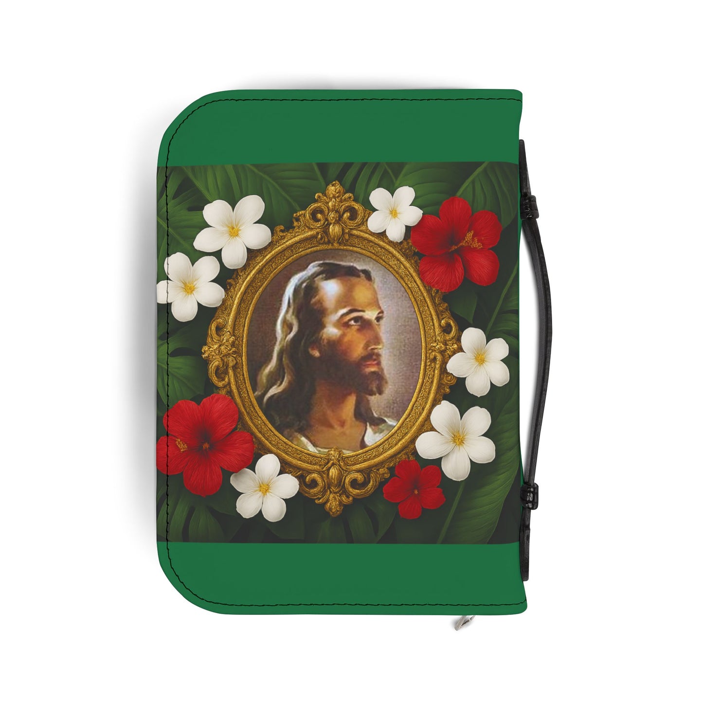 Tropical Jesus Bible Cover, Dark Green / Floral Bible Cover Protector, Church Accessories