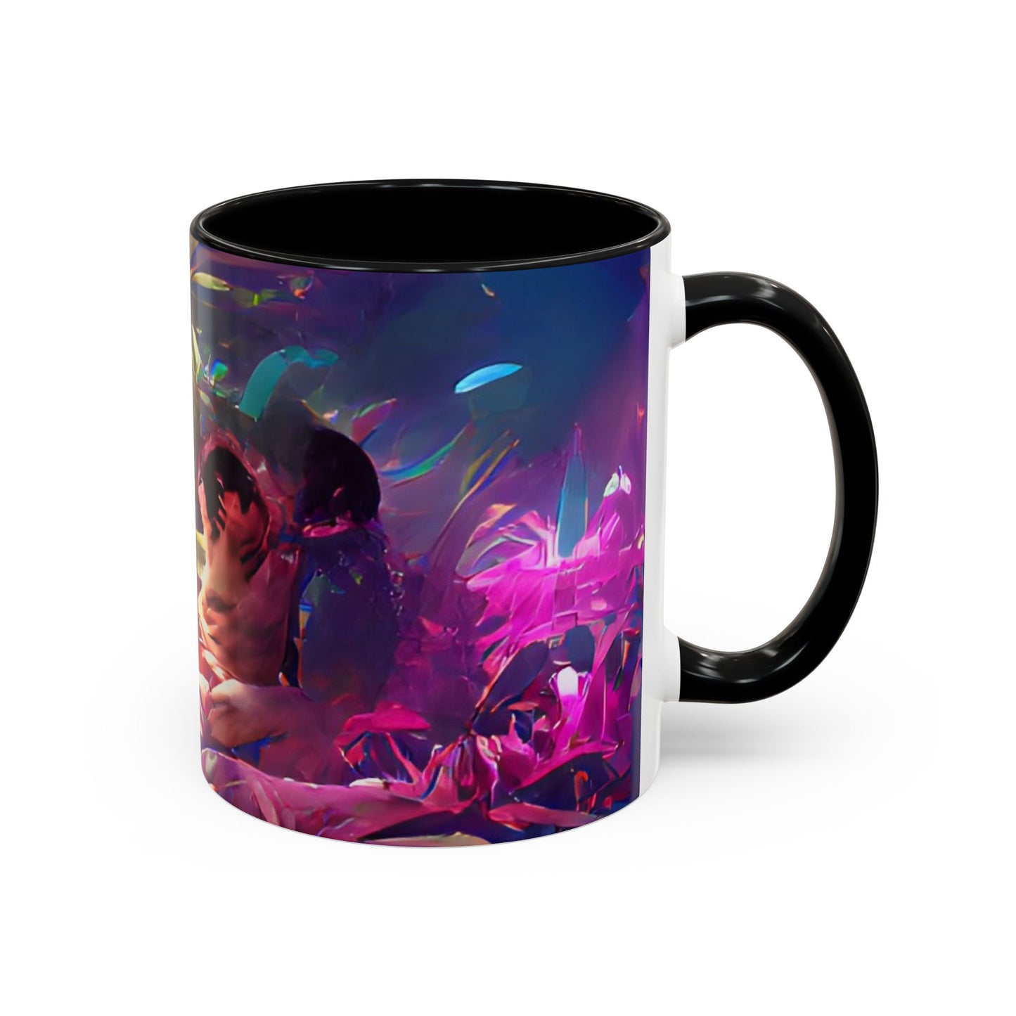 Accent Coffee Mug (11, 15oz) - Midnight Kiss in Tropical Garden