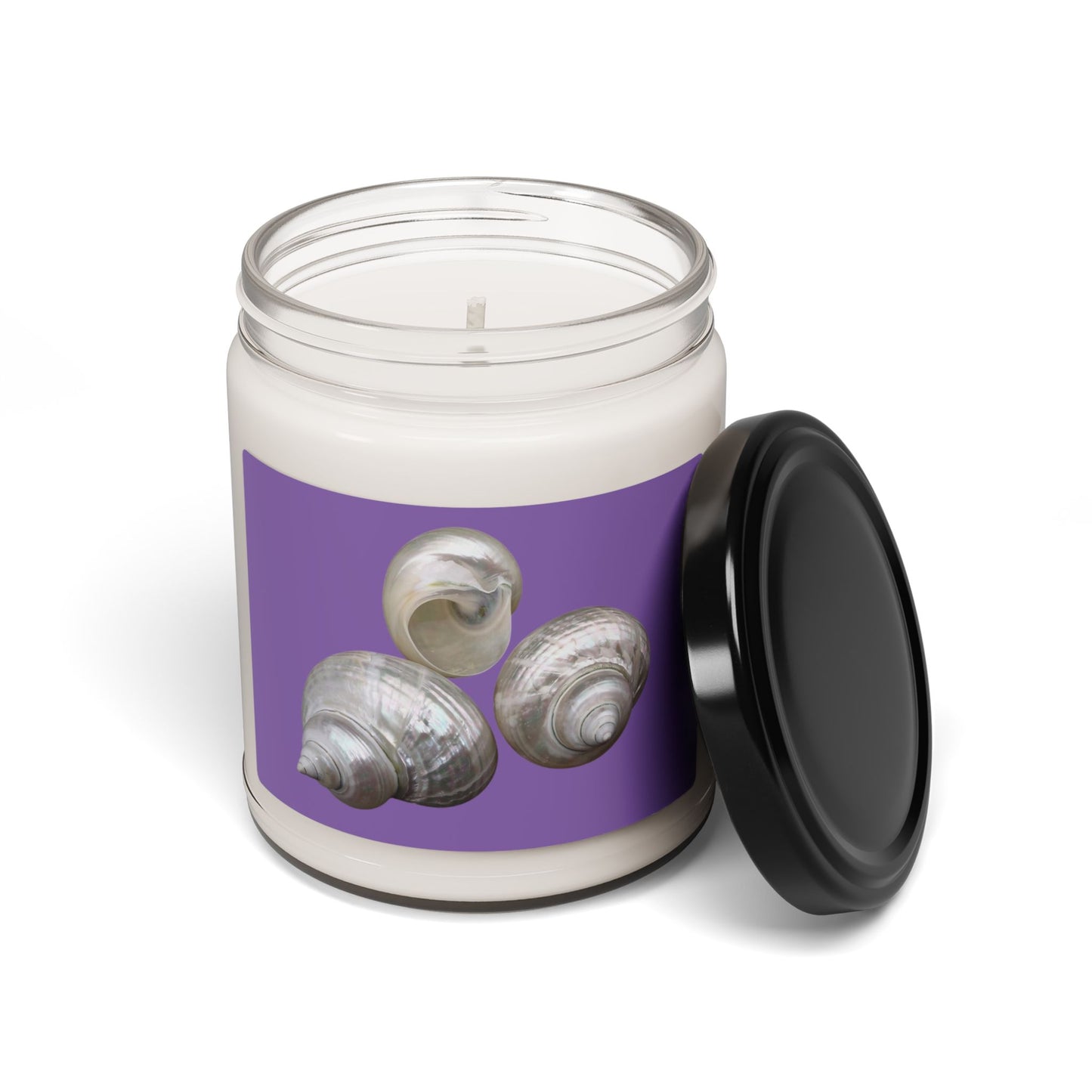 Scented Soy Candle, 9oz, White Nautilus Trio, light purple