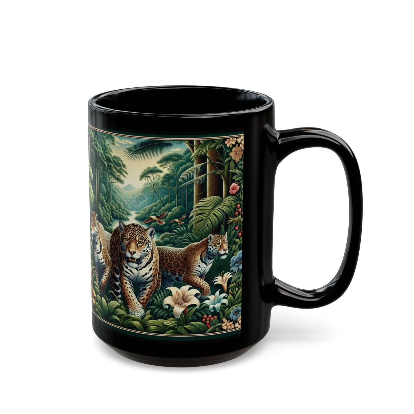 Black Coffee Mug - Rainforest Big Cats