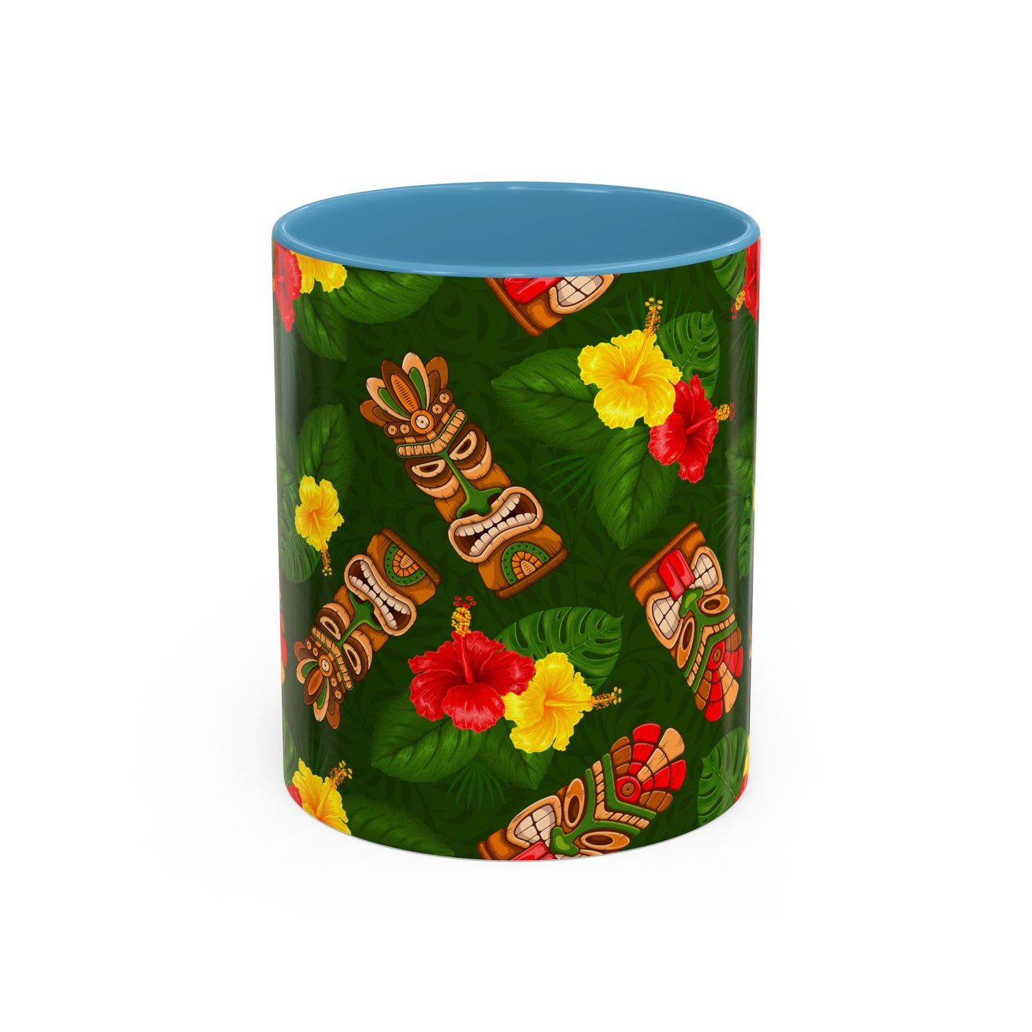 Accent Coffee Mug (11, 15oz), 8 Colors - Tiki Hibiscus Garden