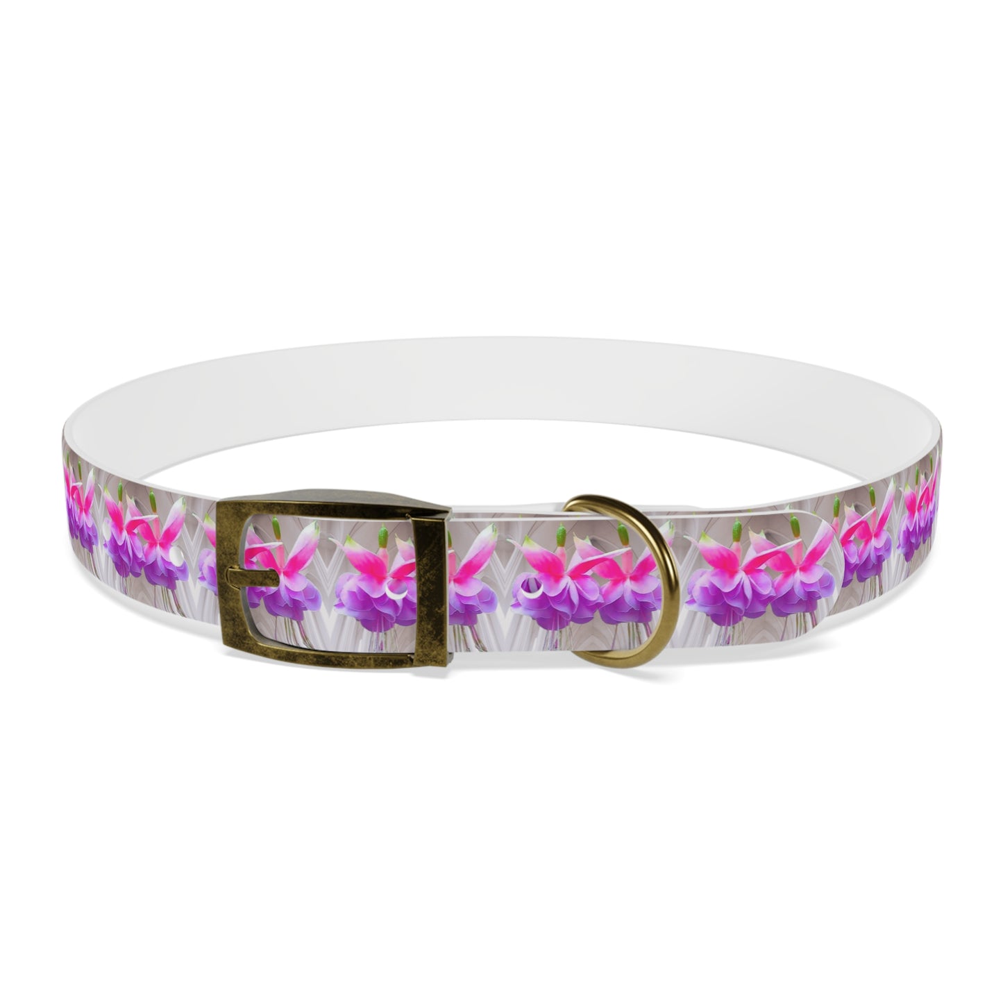 Dog Collar - Two Pink Fuchsias / Gothic, Kaleidoscope