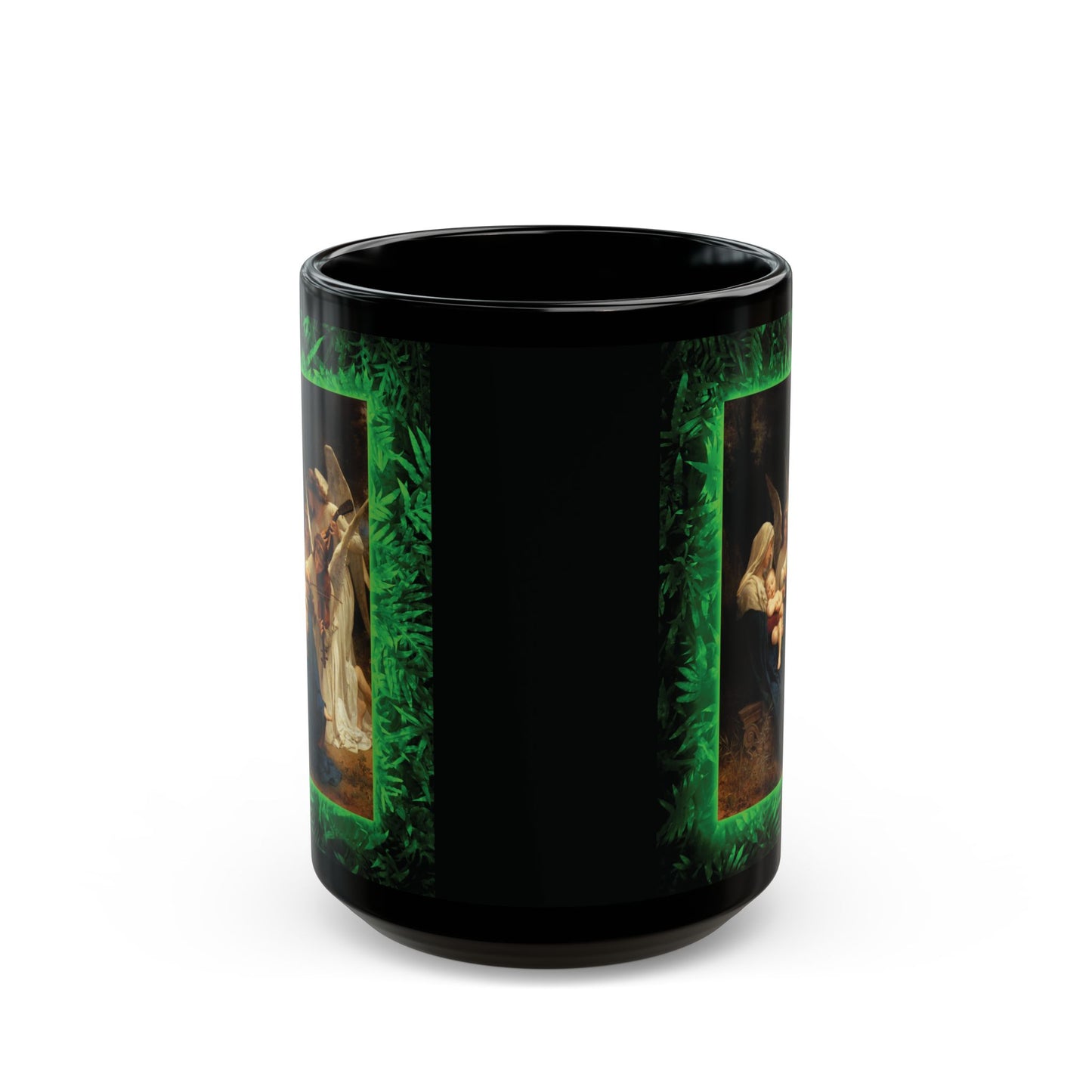 Black Coffee Mug, Religious - Tropical Glow, Song of the Angels