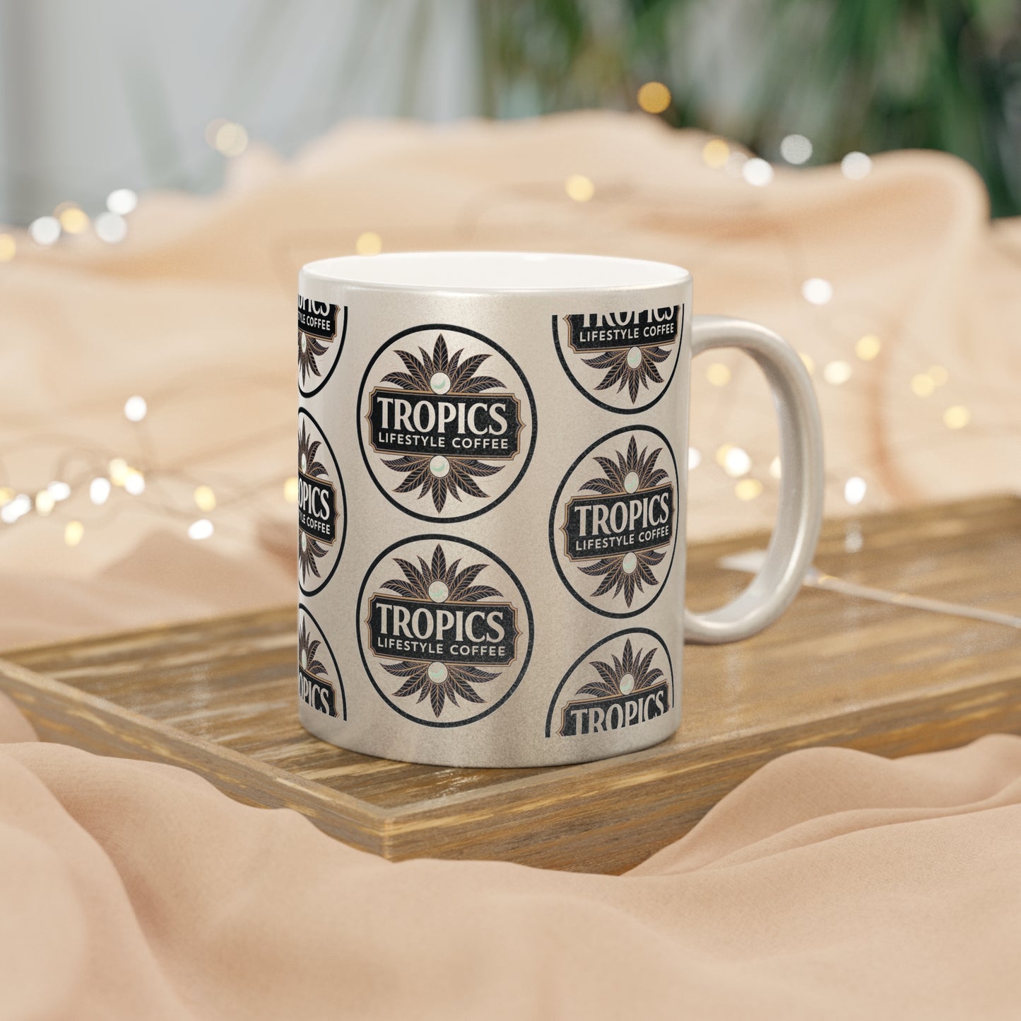 Tropical Metallic Mug, Gold or Silver - Tropics Lifestyle Coffee Logo