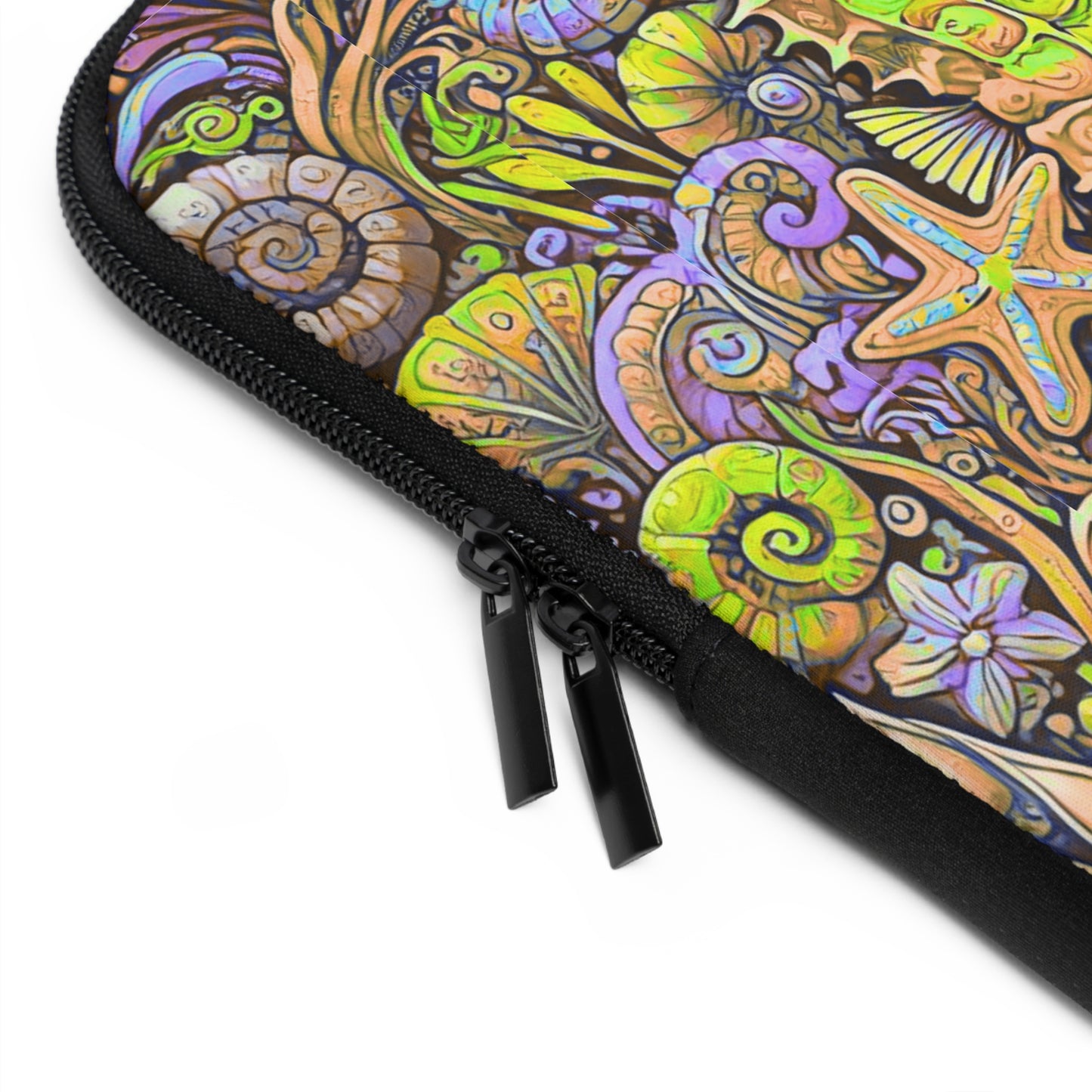 Tropical Laptop Sleeve, 5 Sizes - Perfect for Beach Lovers & Students / Seahorses, Yellow and Purple