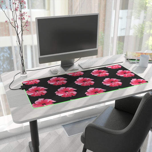 LED Gaming Mouse Pad With Vibrant RGB Lighting, 4 Sizes / Photo Hibiscus/Pink