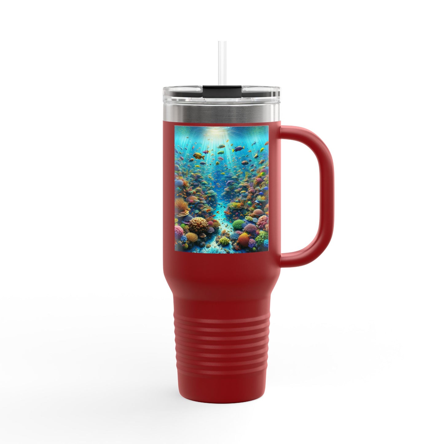 Insulated Travel Mug, 40oz / Busy Coral Reef - Perfect for Outdoor Adventures