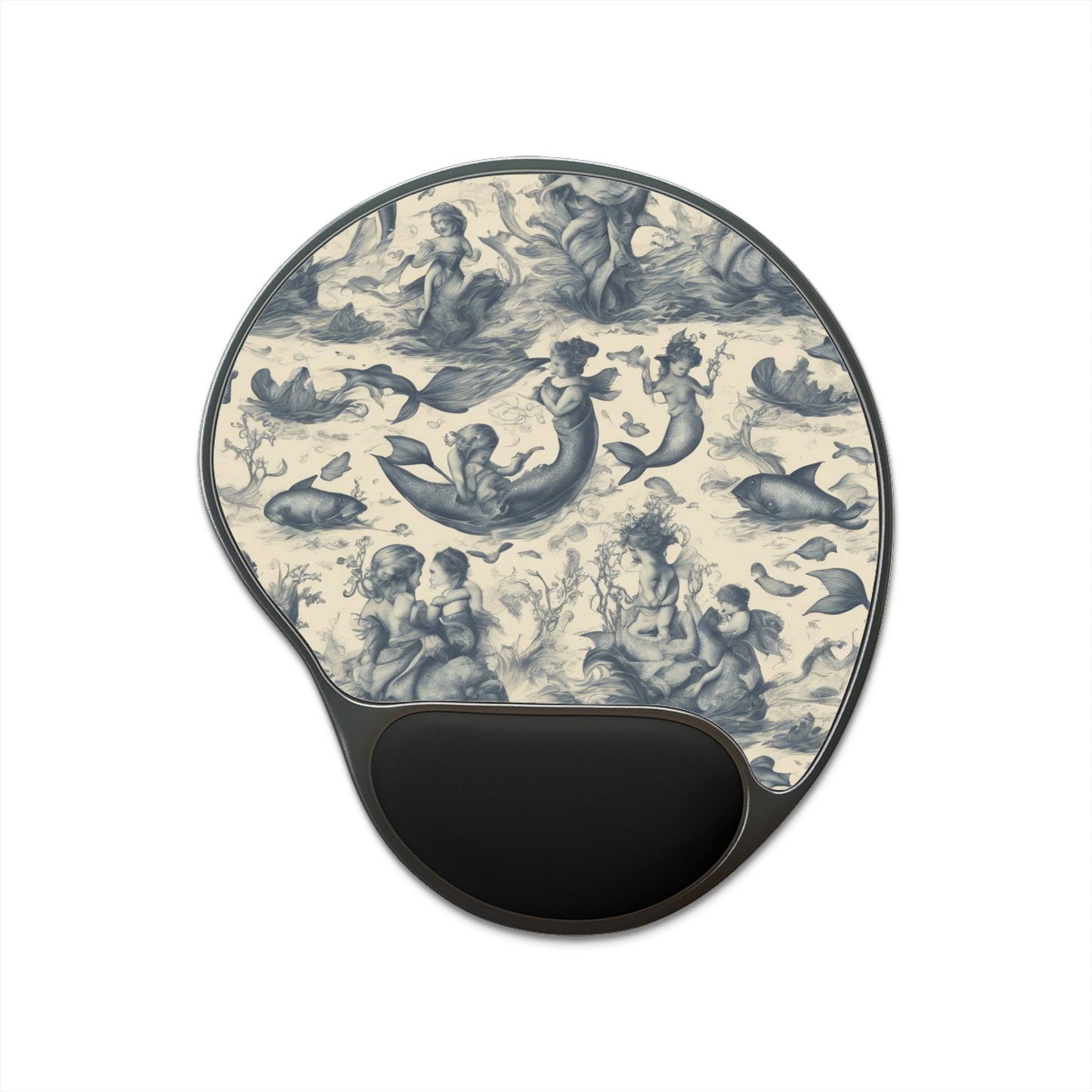 Mouse Pad With Wrist Rest, Fantasy Mermaids at Play Toile