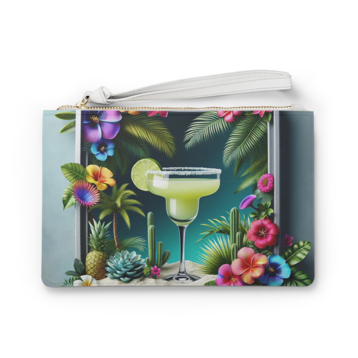 Tropical Faux Leather Clutch Bag - Perfect for Beach Adventures & Summer Vacations / Tropical Margarita