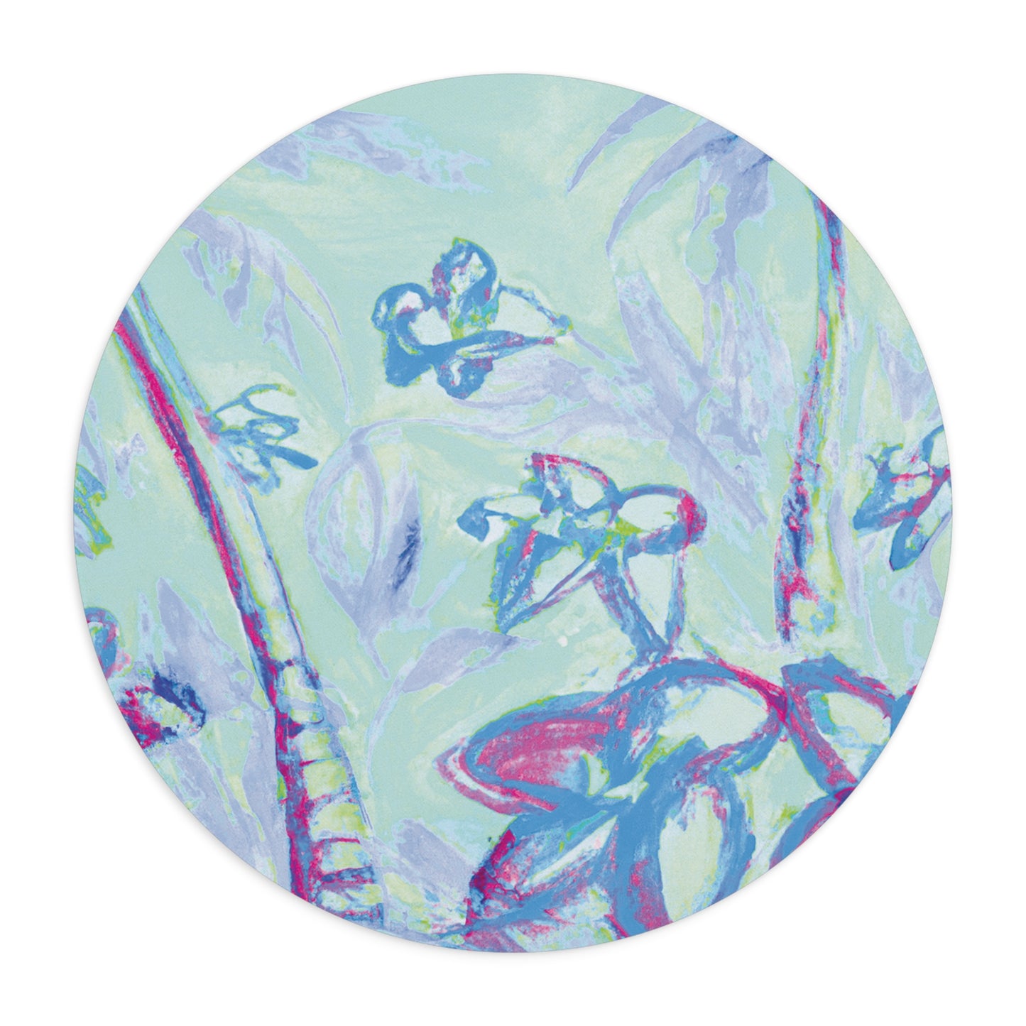 Rainforest Mouse Pad, 2 Shapes - Beach Vibes for Home Office & Gamer / Tropical Doodles, Blue