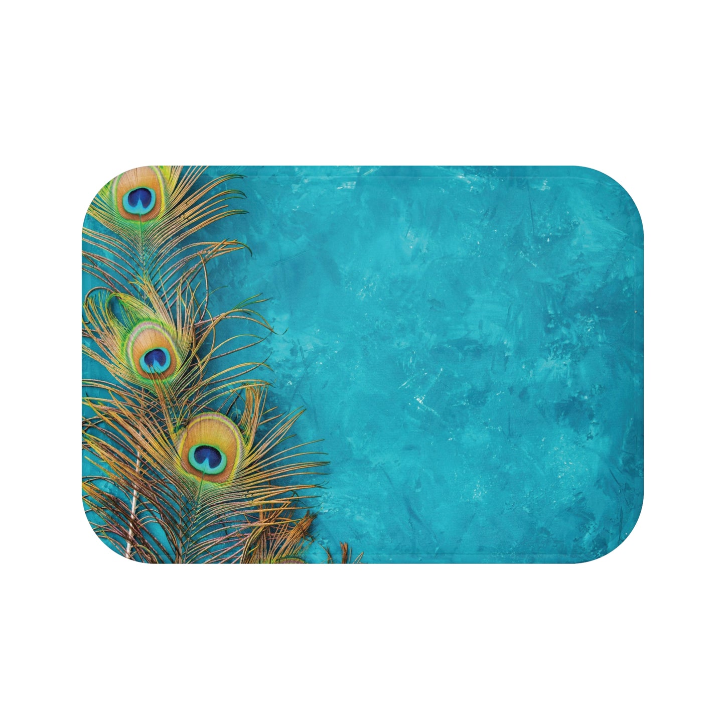 Tropical Bath Mat | Fun and Colorful Bathroom Decor / Peacock Turquoise Glow