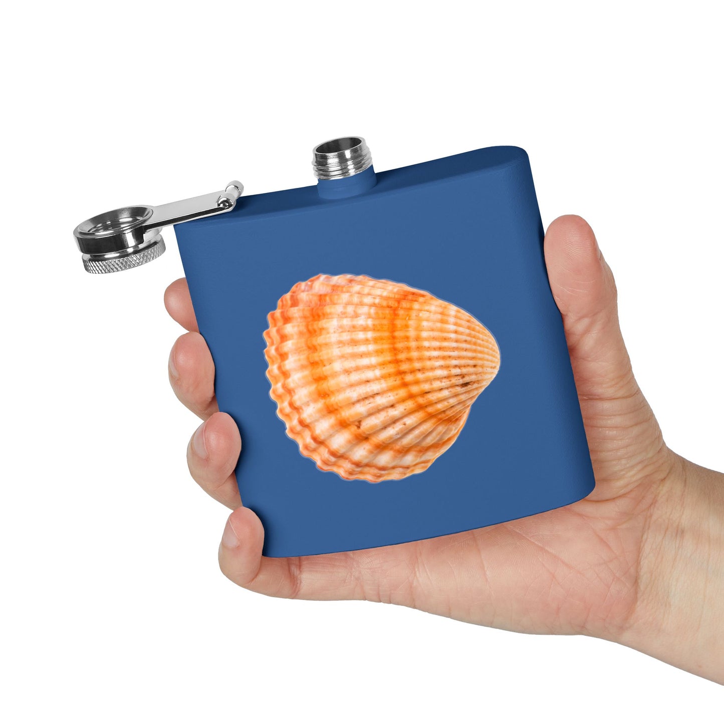 Tropical Stainless Steel 6 oz. Flask, Many Colors  – Orange Scallop