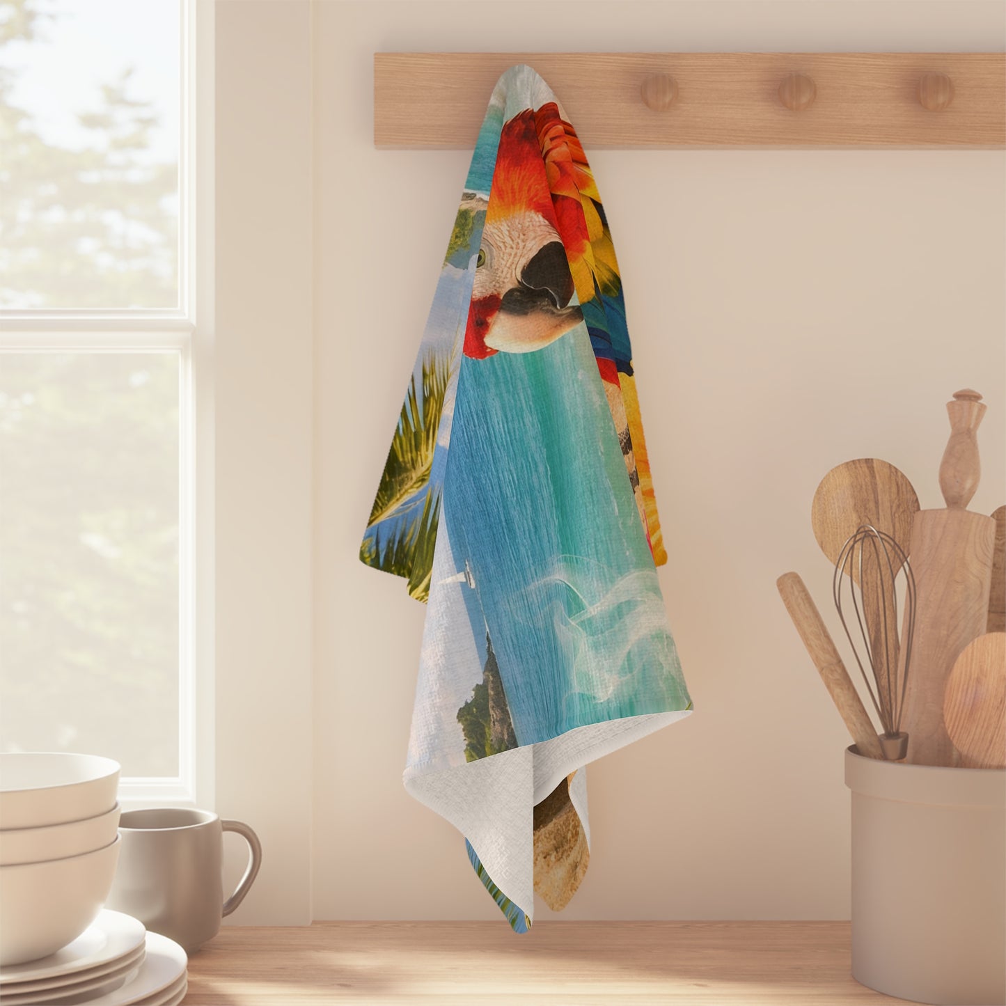 Microfiber Coffee/Tea Towel – Coffee & Parrot on the Shore