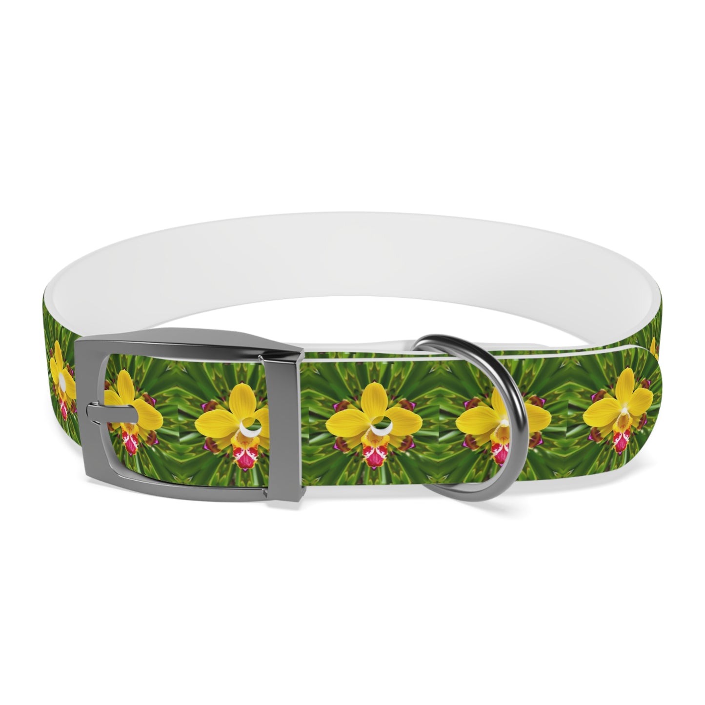 Dog Collar - Yellow Orchid Kaleidoscope