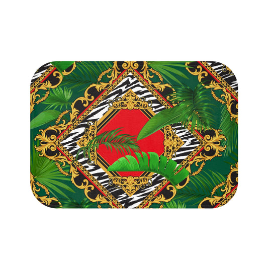 Tropical Bath Mat | Fun and Colorful Bathroom Decor / Jungle Luxe, Red