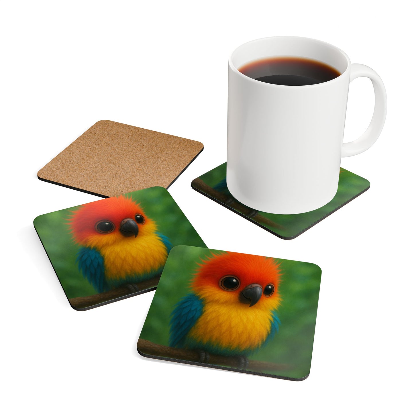 Four-piece Coaster Set - Baby Parrot