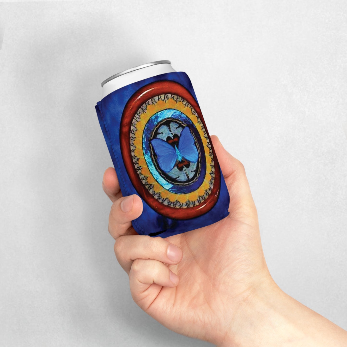 Oval Real Butterfly Wing Art Can Cooler Sleeve - Perfect for Outdoor Picnics