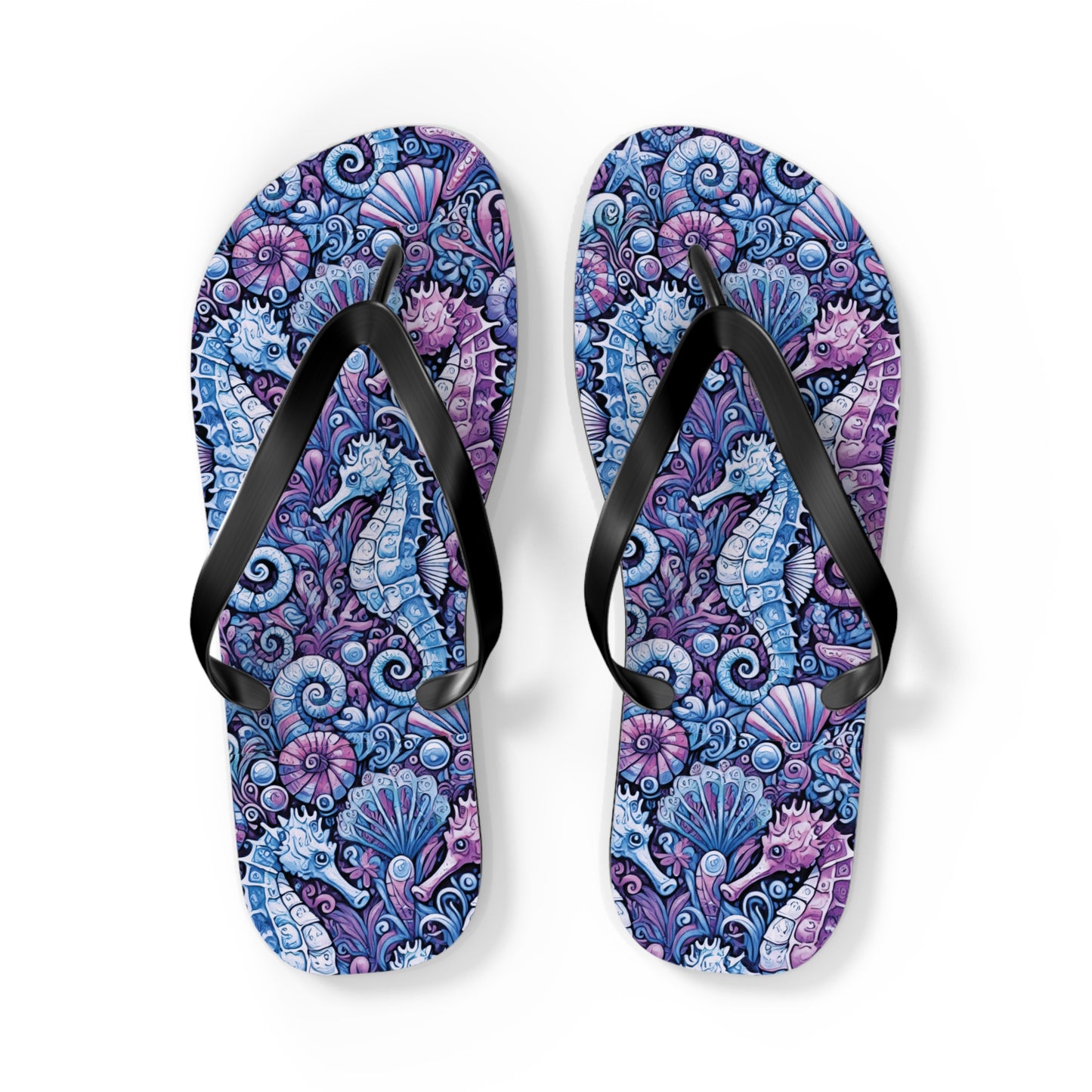 Flip Flops - Seahorses/Blue