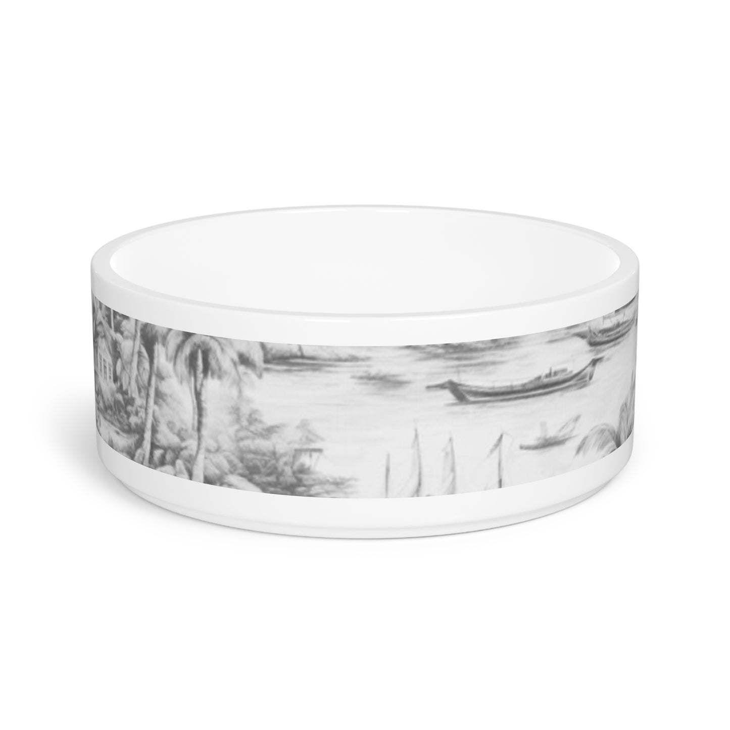 Pet Bowl - Tropical Toile, Soft Black