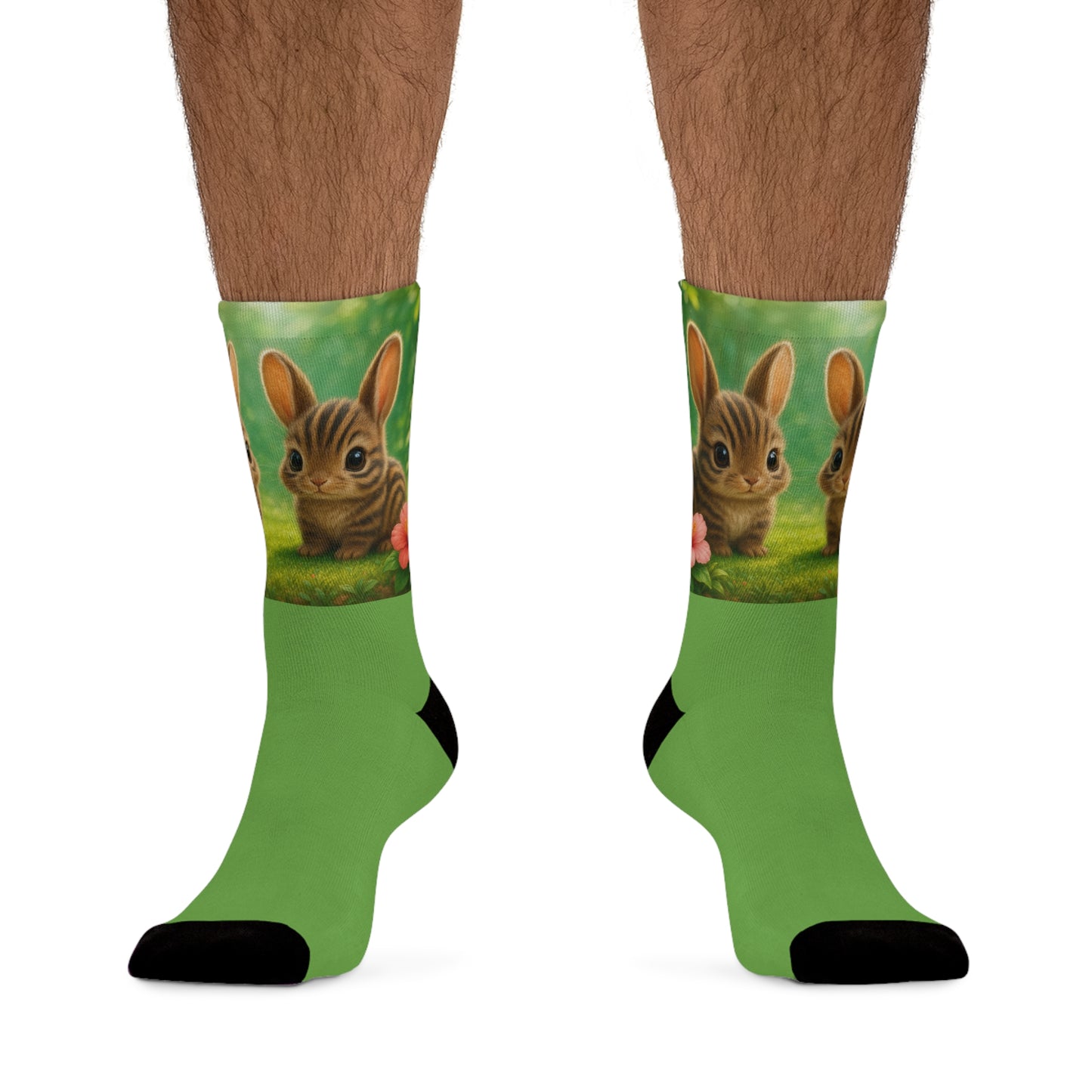 Recycled Poly Socks, Baby Sumantran Rabbits/Green