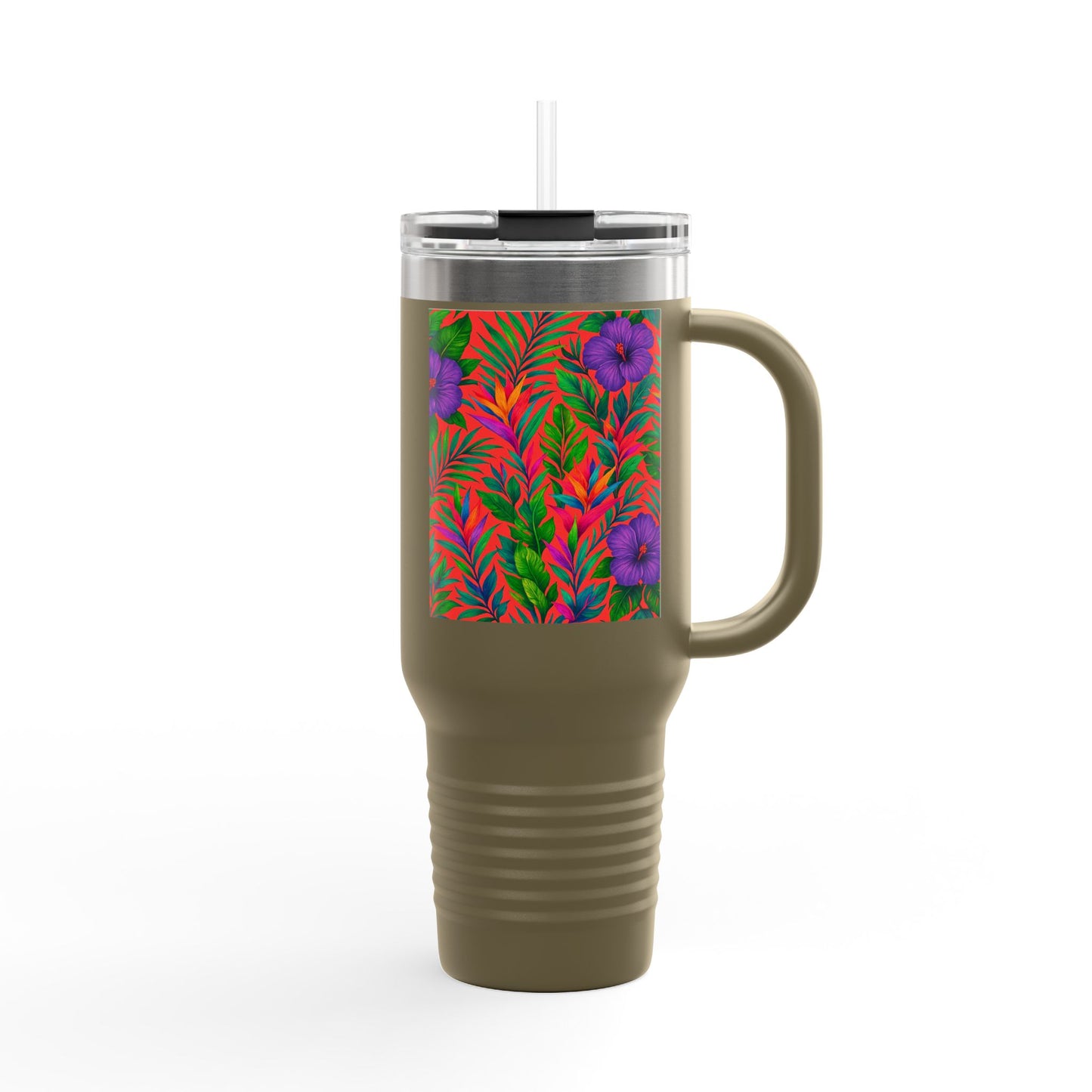 Midnight Flower Coral Insulated Travel Mug - 40oz - Perfect for Outdoor Adventures