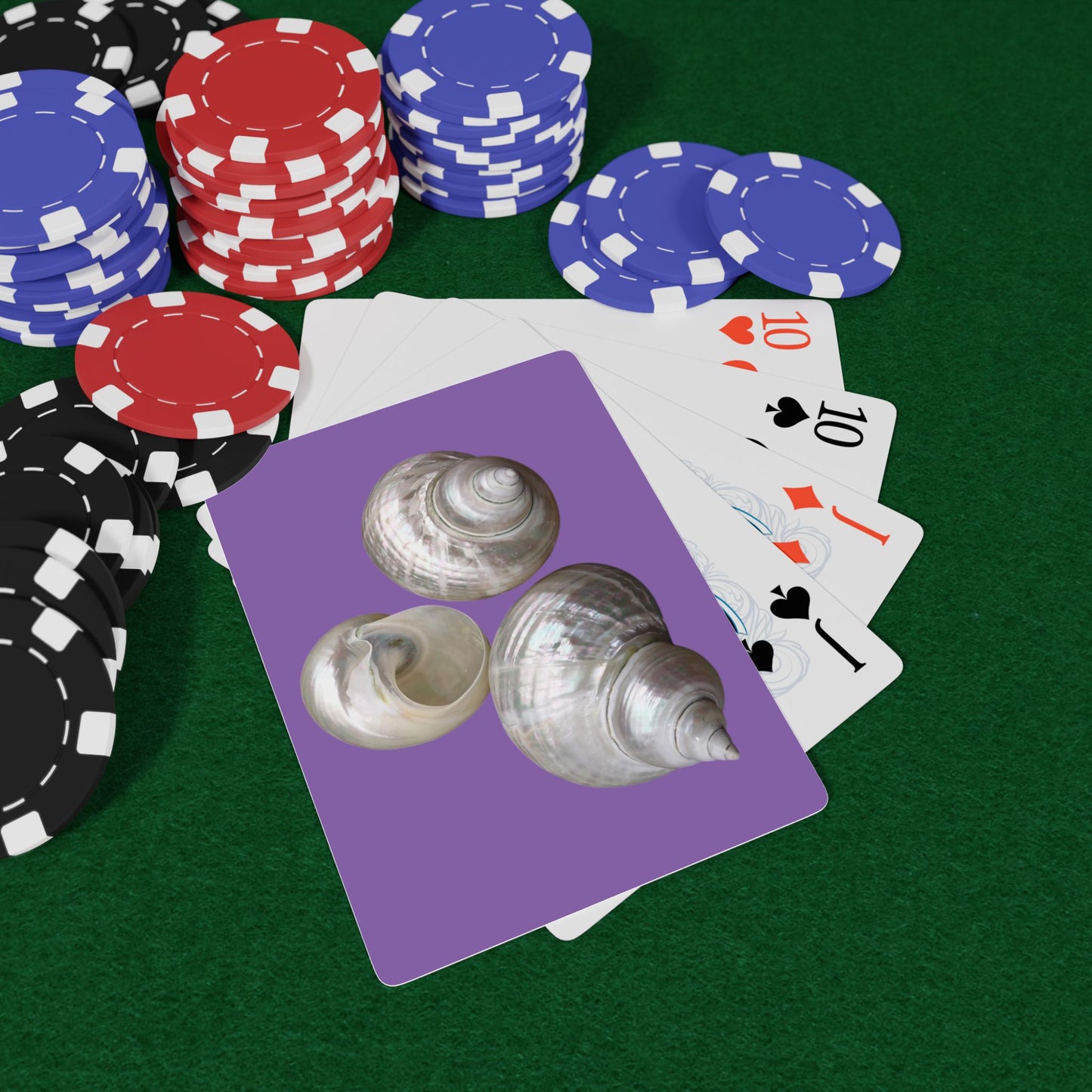 Poker-Sized Playing Cards - White Nautilus Trio, purple