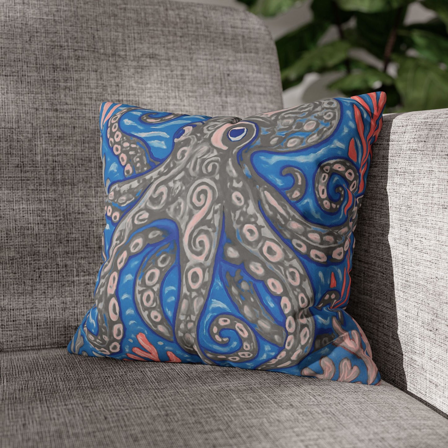 Faux Suede Square Pillowcase - Slate Kraken Joe