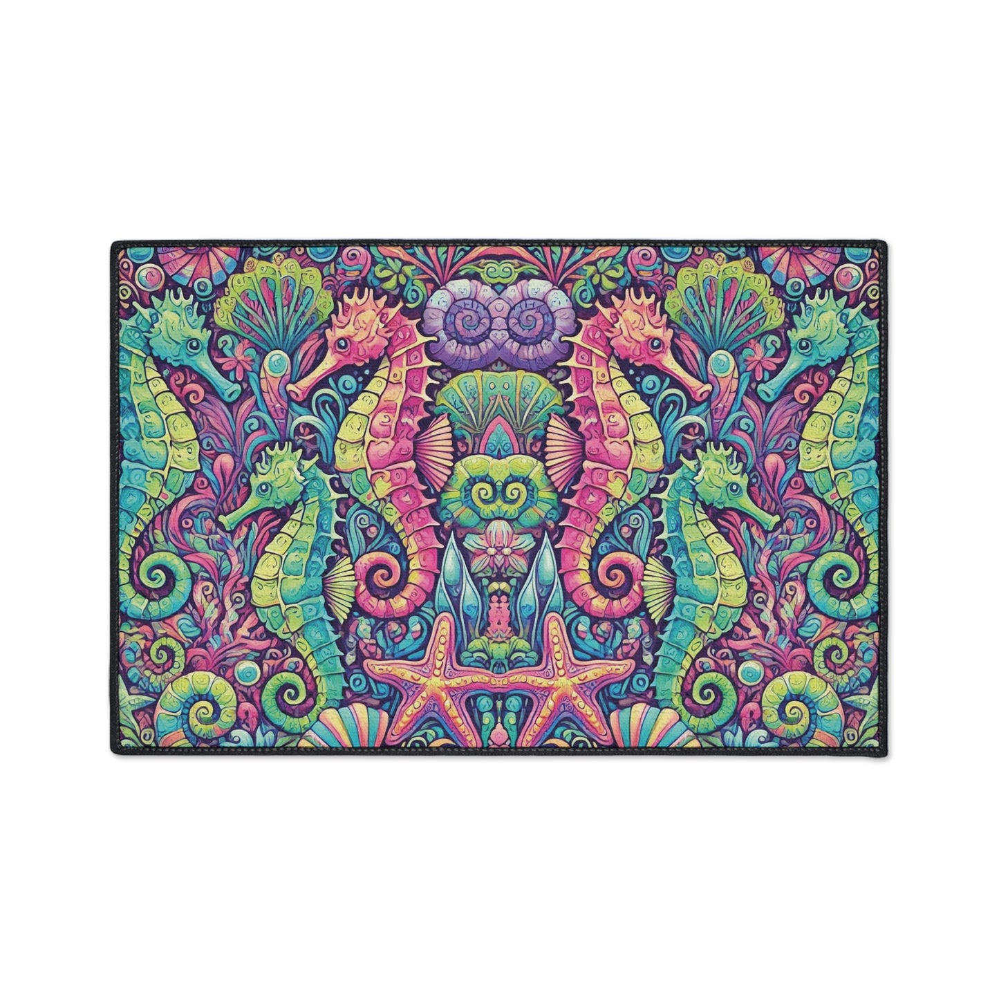 Heavy Duty Floor Mat, 5 Sizes – Tropical Area Rug for Home Décor / Seahorses