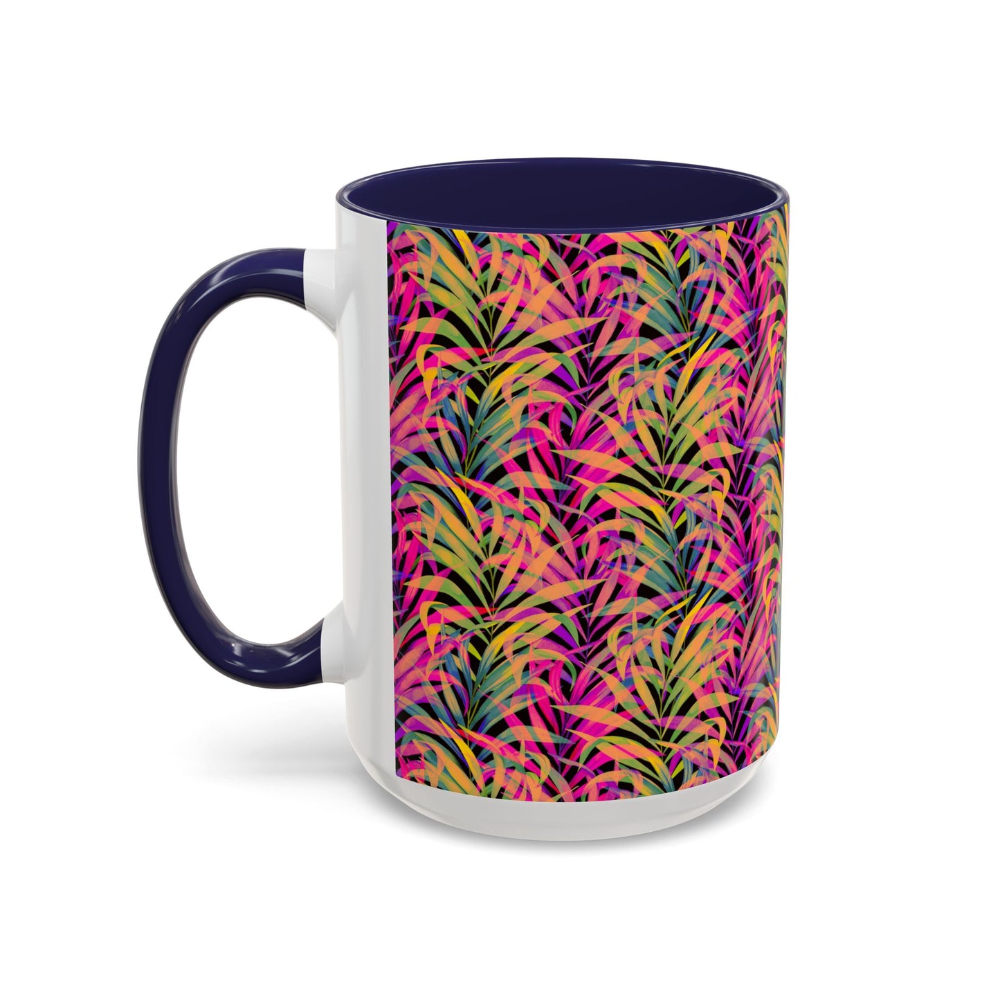 Accent Coffee Mug (11, 15oz), Rainbow Fronds / Various Colors