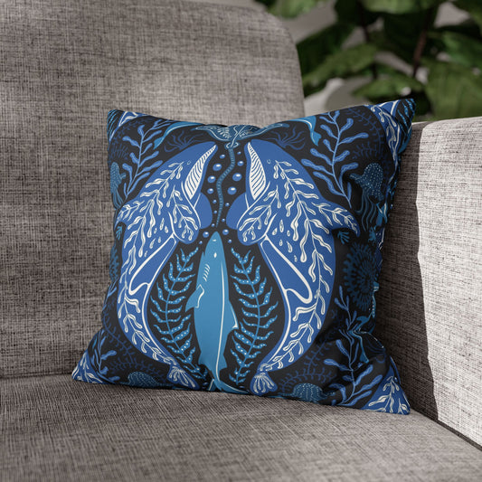 Faux Suede Square Pillowcase - Mystic Ocean, Blue