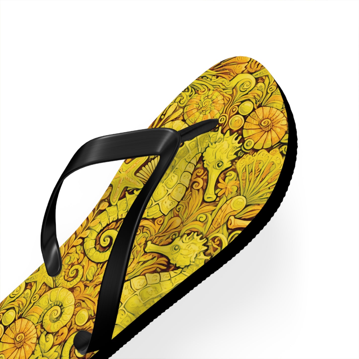 Flip Flops - Seahorses/Yellow