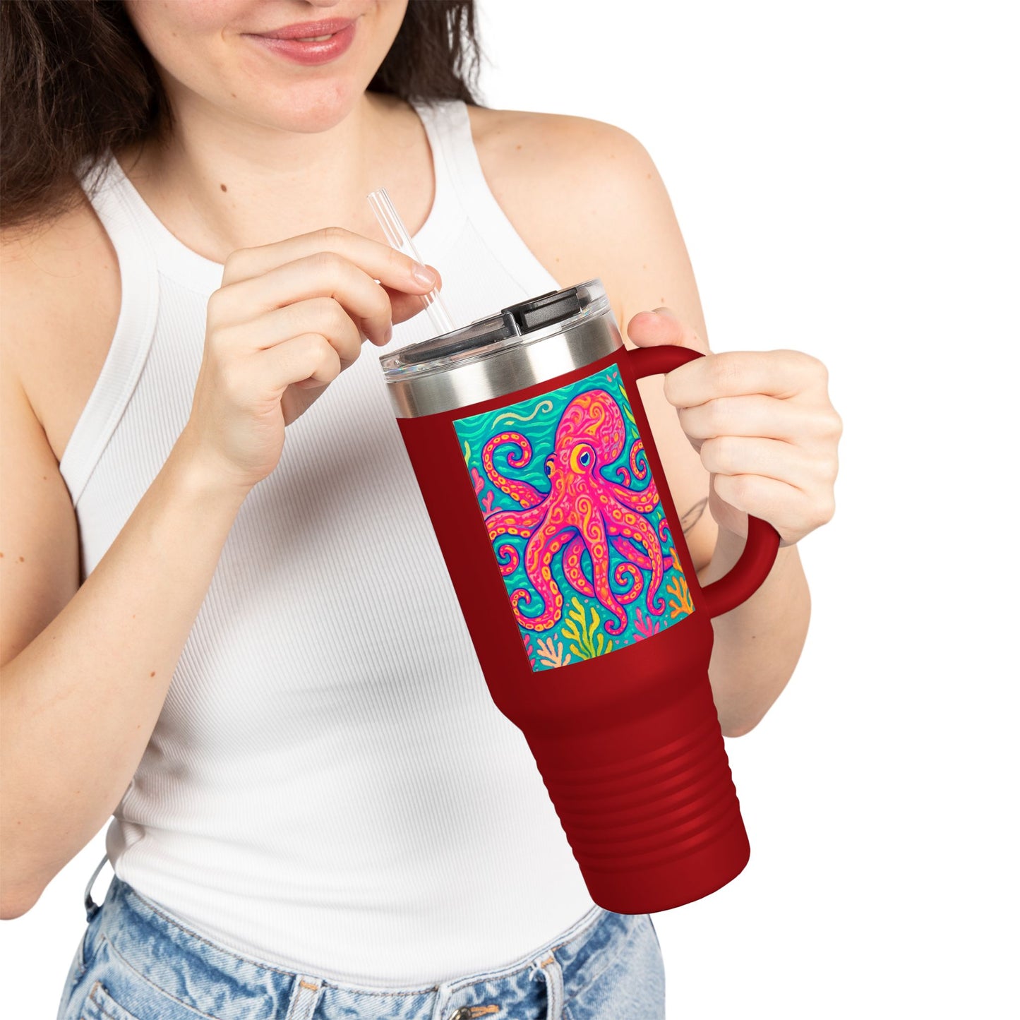 Kraken Joe/Red Insulated Travel Mug - 40oz - Perfect for Outdoor Adventures
