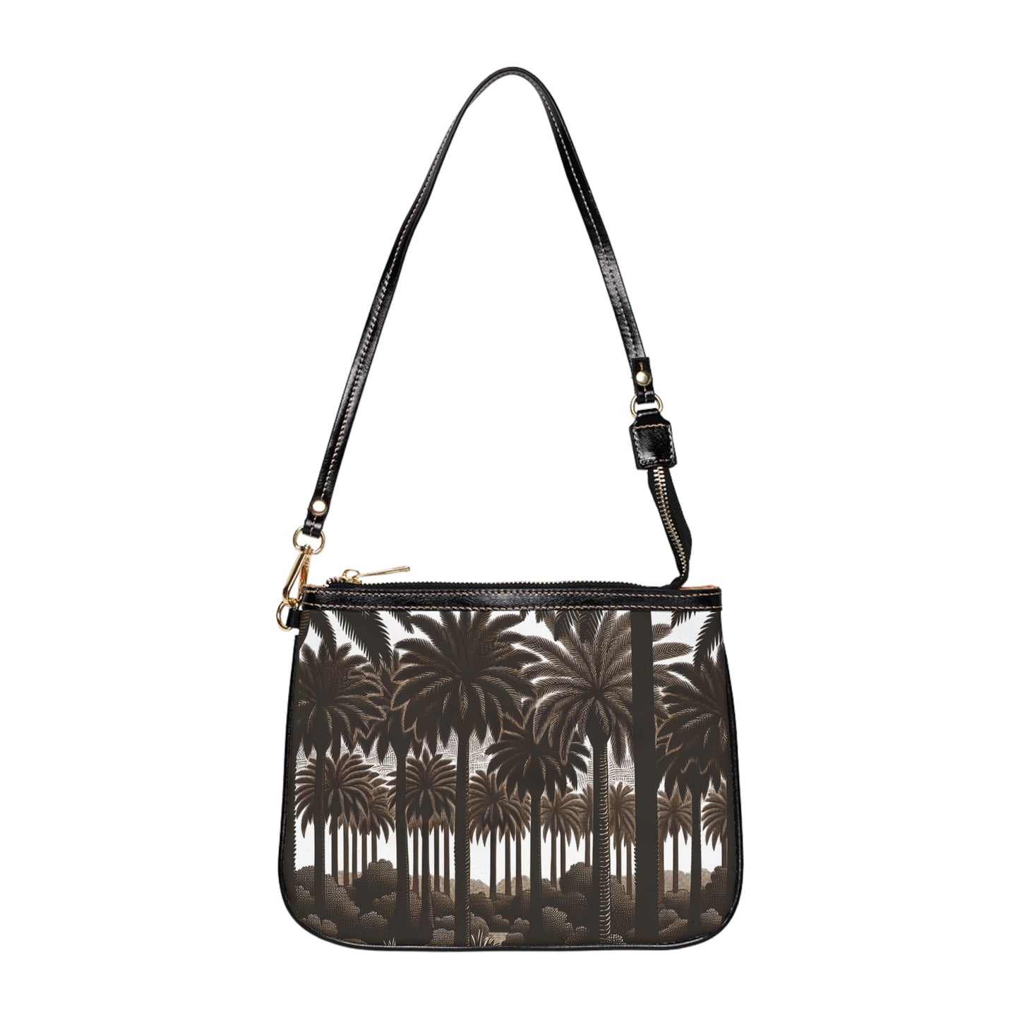 Woodcut Palm Grove / Tropical Floral Small Shoulder Bag - Stylish and Versatile Handbag