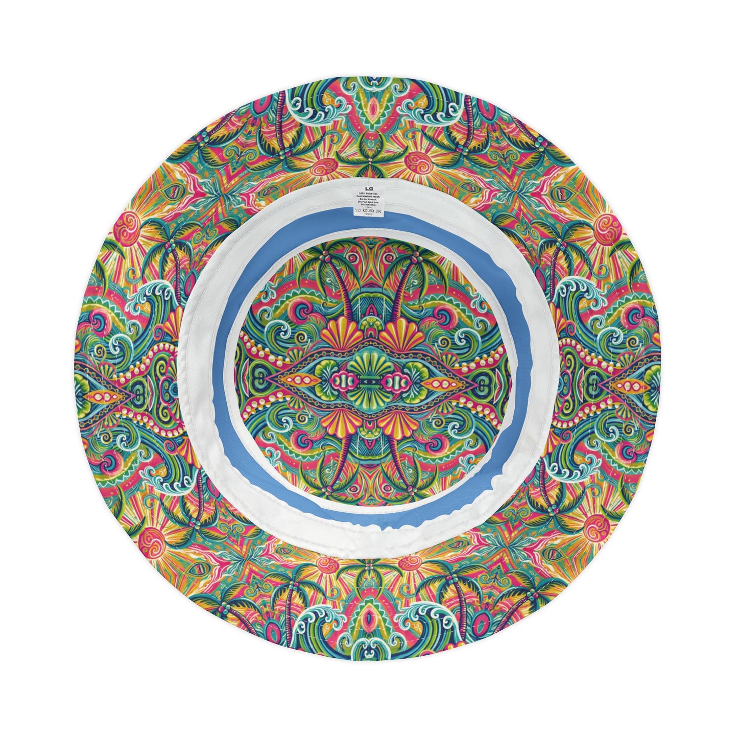 Tropical Polyester Bucket Hat, 2 Sizes - Kaleido Bay/Lt. Blue