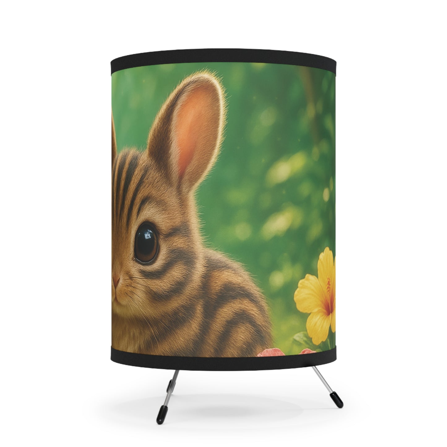 Baby Sumatran Rabbits Tripod Lamp with Artistic High-Res Shade - Perfect for Home Décor