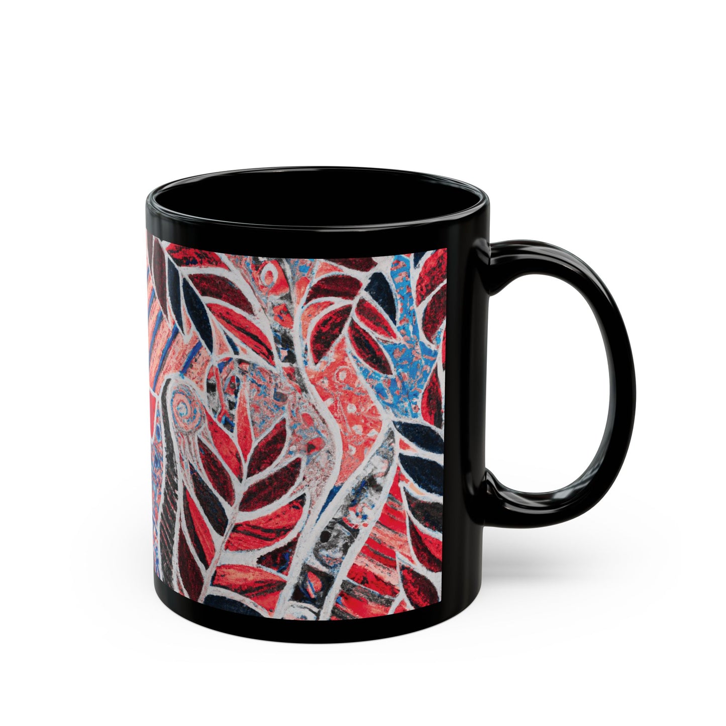 Black Coffee Mug - Amazon Whimsy, Red