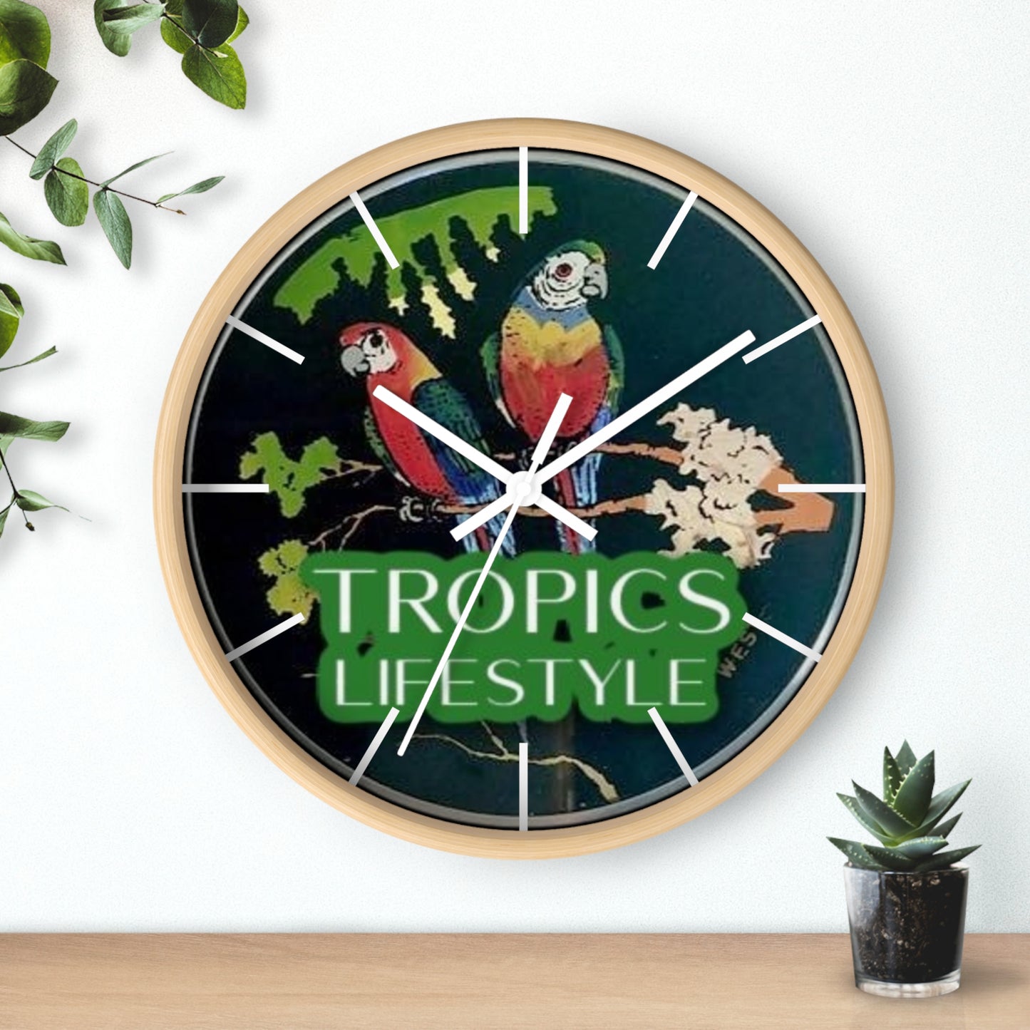 Wall Clock, Two Brazilian Parrots, Hands/Base Variants