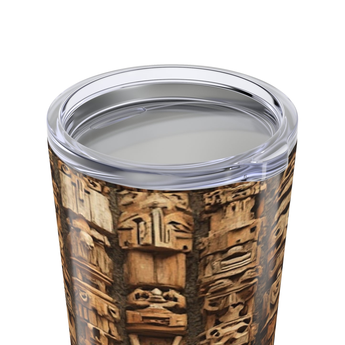 20oz Glossy Tumbler, Stainless Steel / Ancient Tiki Totems
