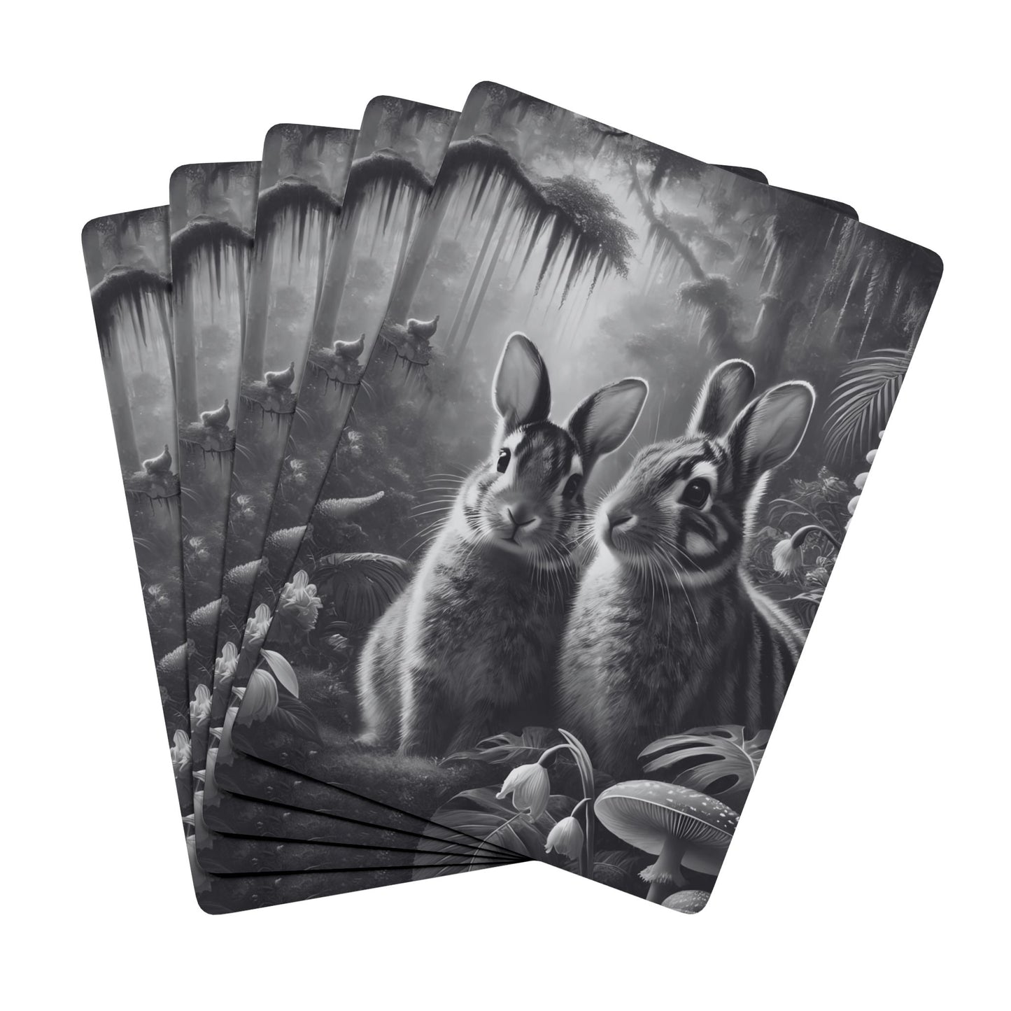 Poker Playing Cards -  Tropical Sumatran Rabbits/Slate