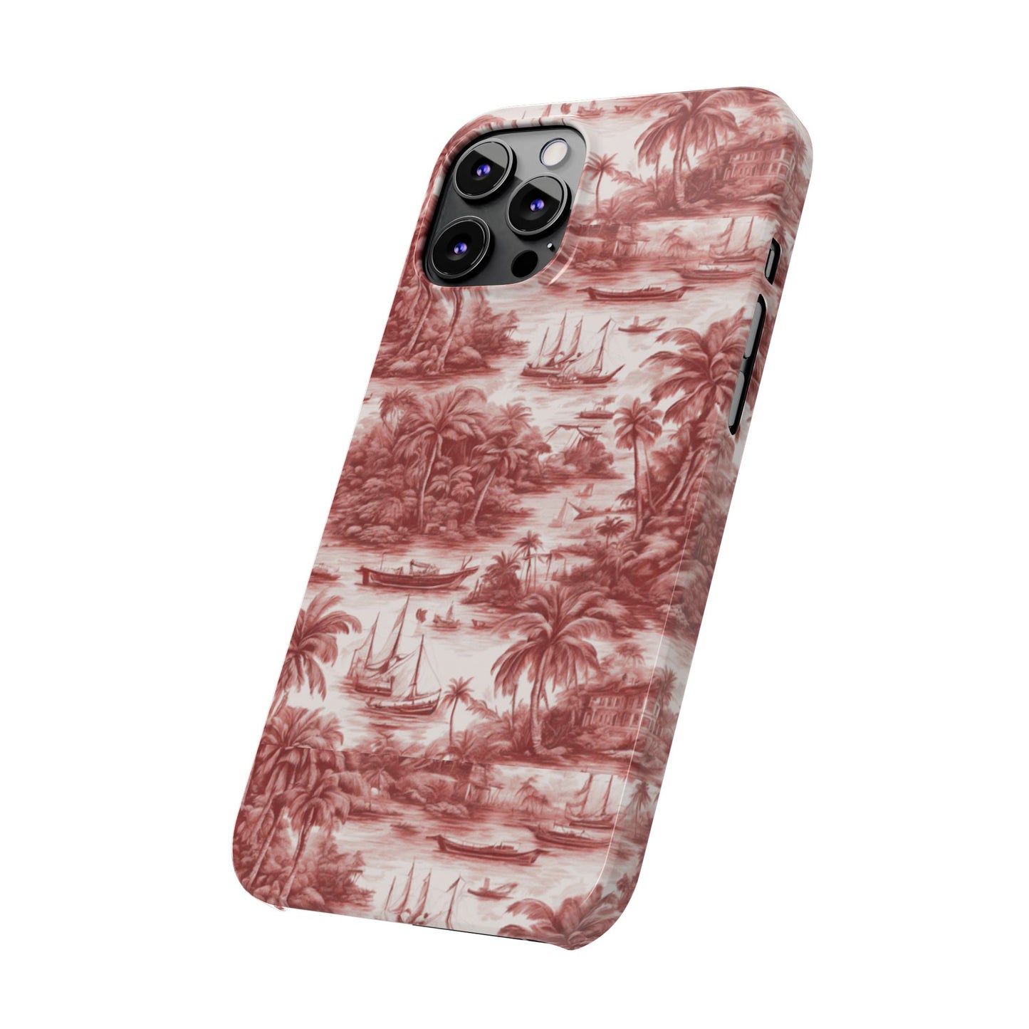 Slim Phone Cases - Tropical Toile #1, russet