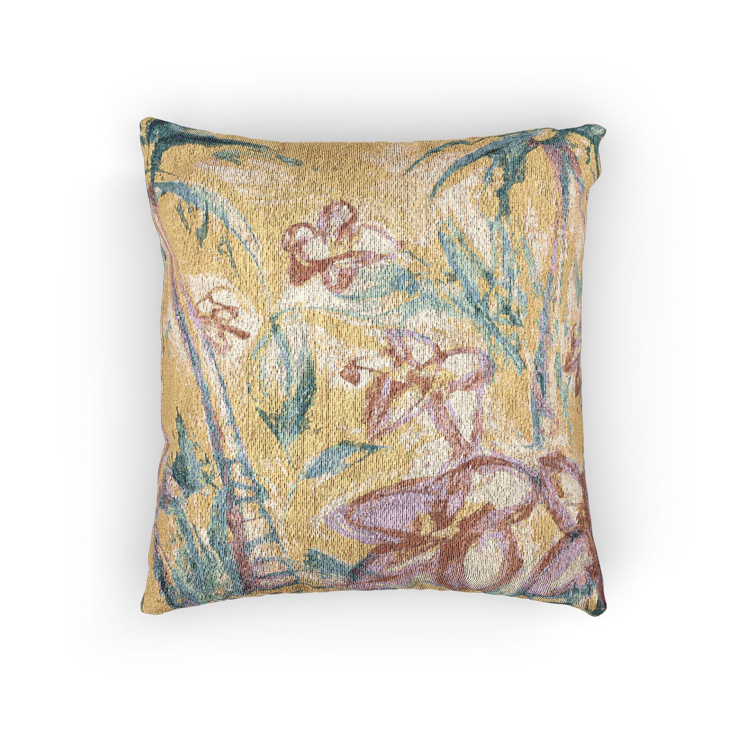 Woven Pillow, 17"W x 18"L - Tropical Doodles, Yellow