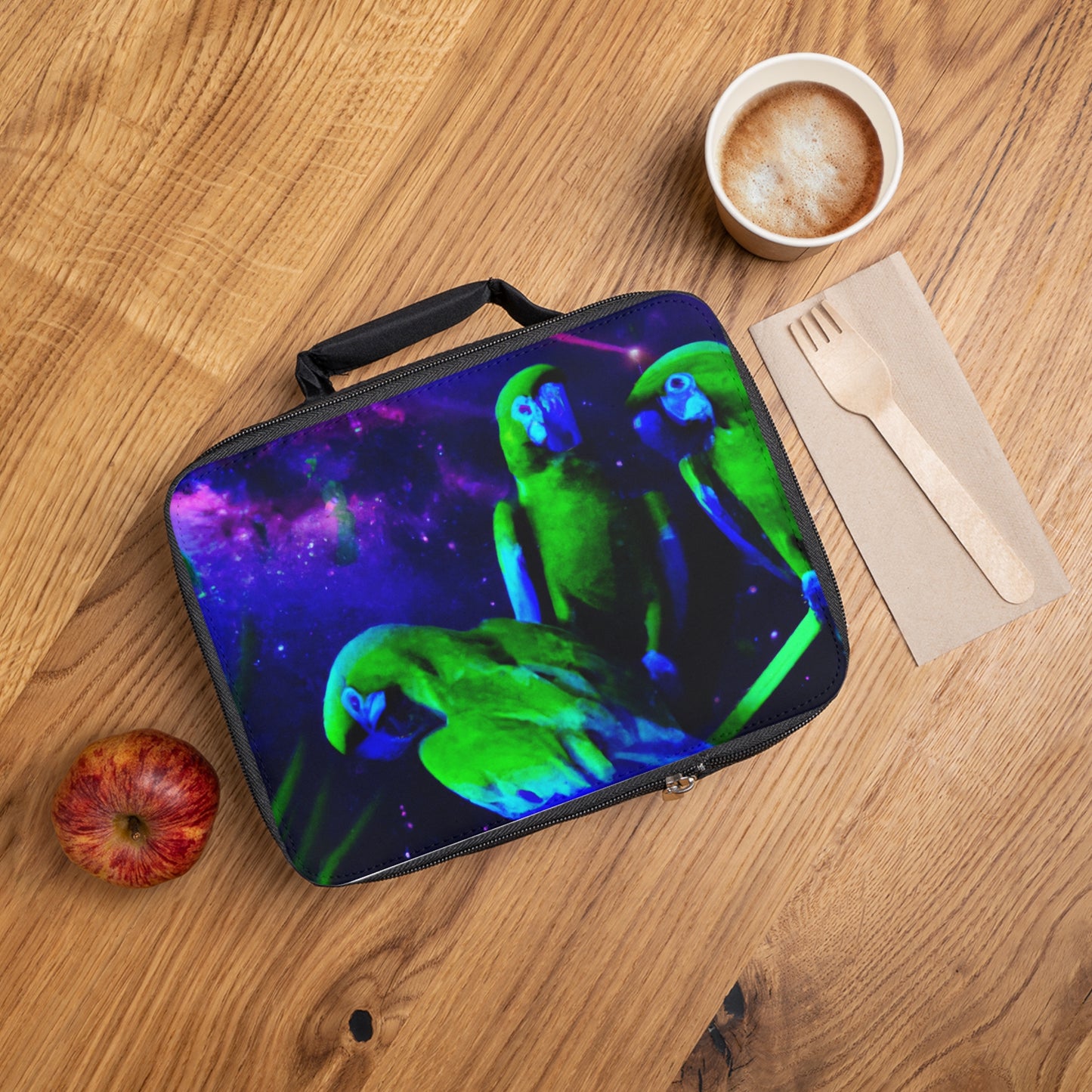 Galactic Parrots Lunch Bag - Eco-Friendly Insulated Tote, Adult and Child Lunchbox / Perfect for Picnics, Beach Outings