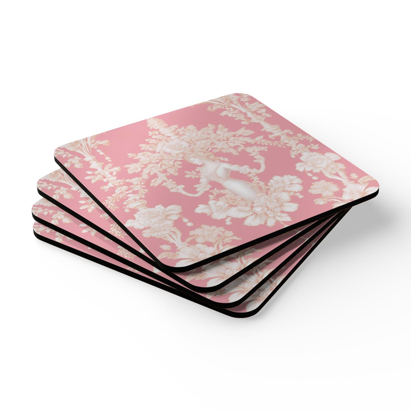 Coaster Set - Pearl Lady Toile, Hyacinth Pink