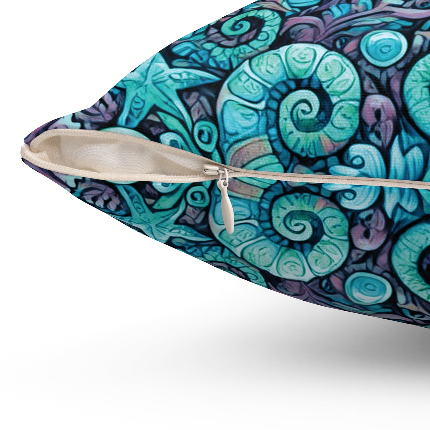 Decorative Pillow - Accent Cushion, 4 Sizes / Seahorse Trio, Turquoise