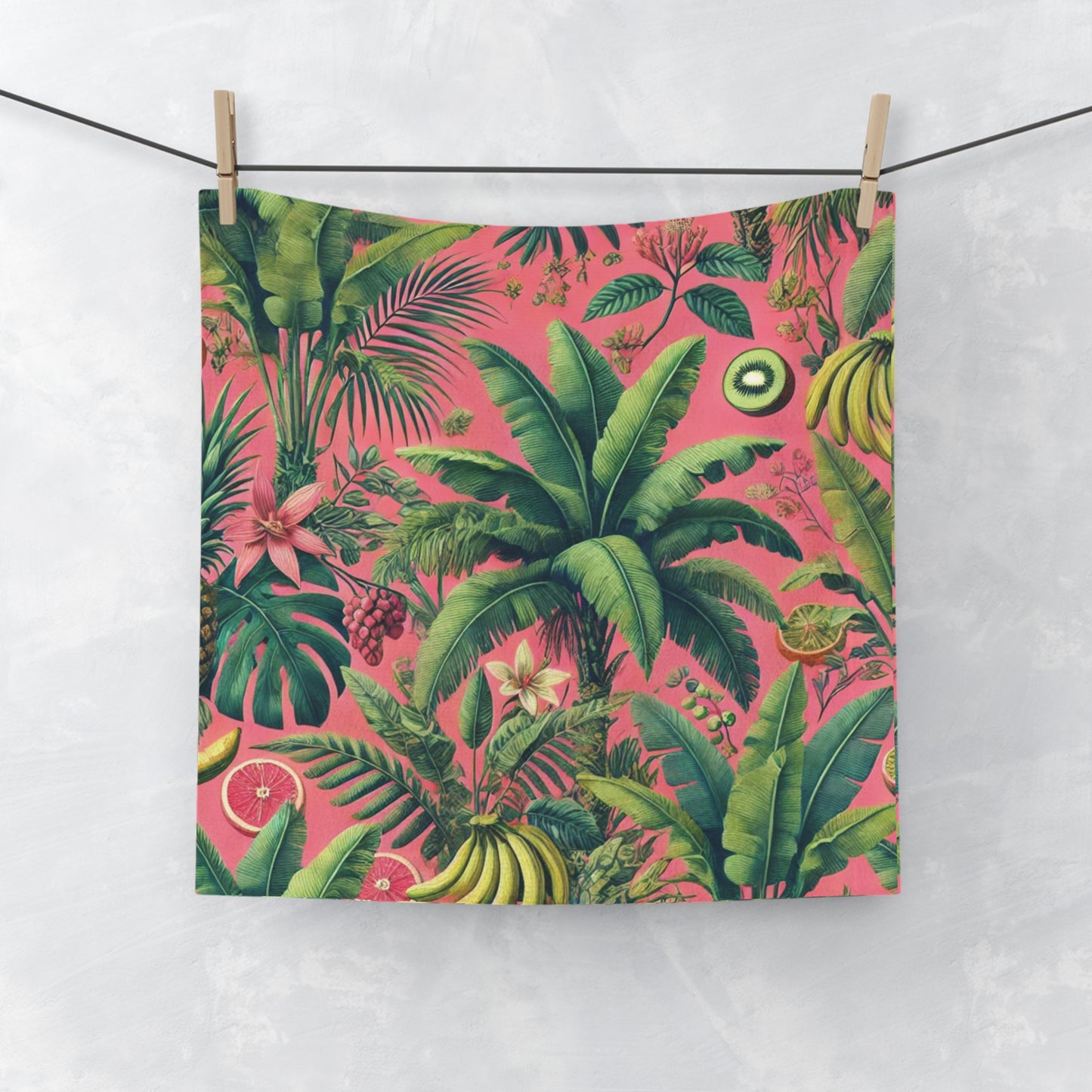 Face Towel - Palms, More Tropical Fruit, Coral