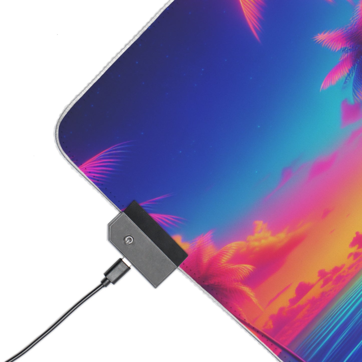 LED Gaming Mouse Pad With Vibrant RGB Lighting, 4 Sizes / Glorious Skies Neon Beach