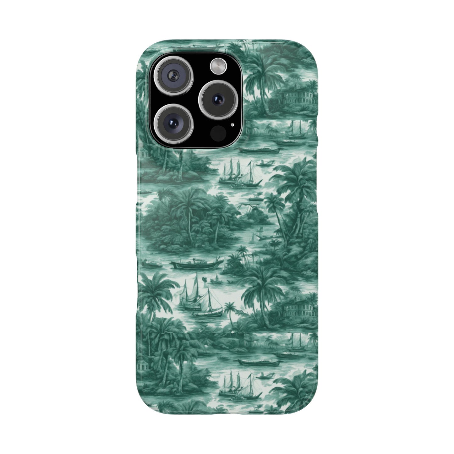 Slim Phone Cases - Tropical Toile #1, evergreen