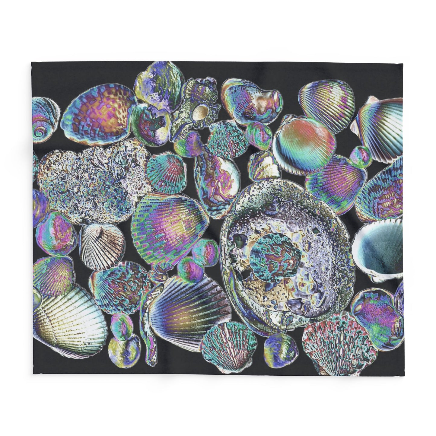 Heatwave Shell Collection in Black Fleece Blanket - Colorful Tropical Design