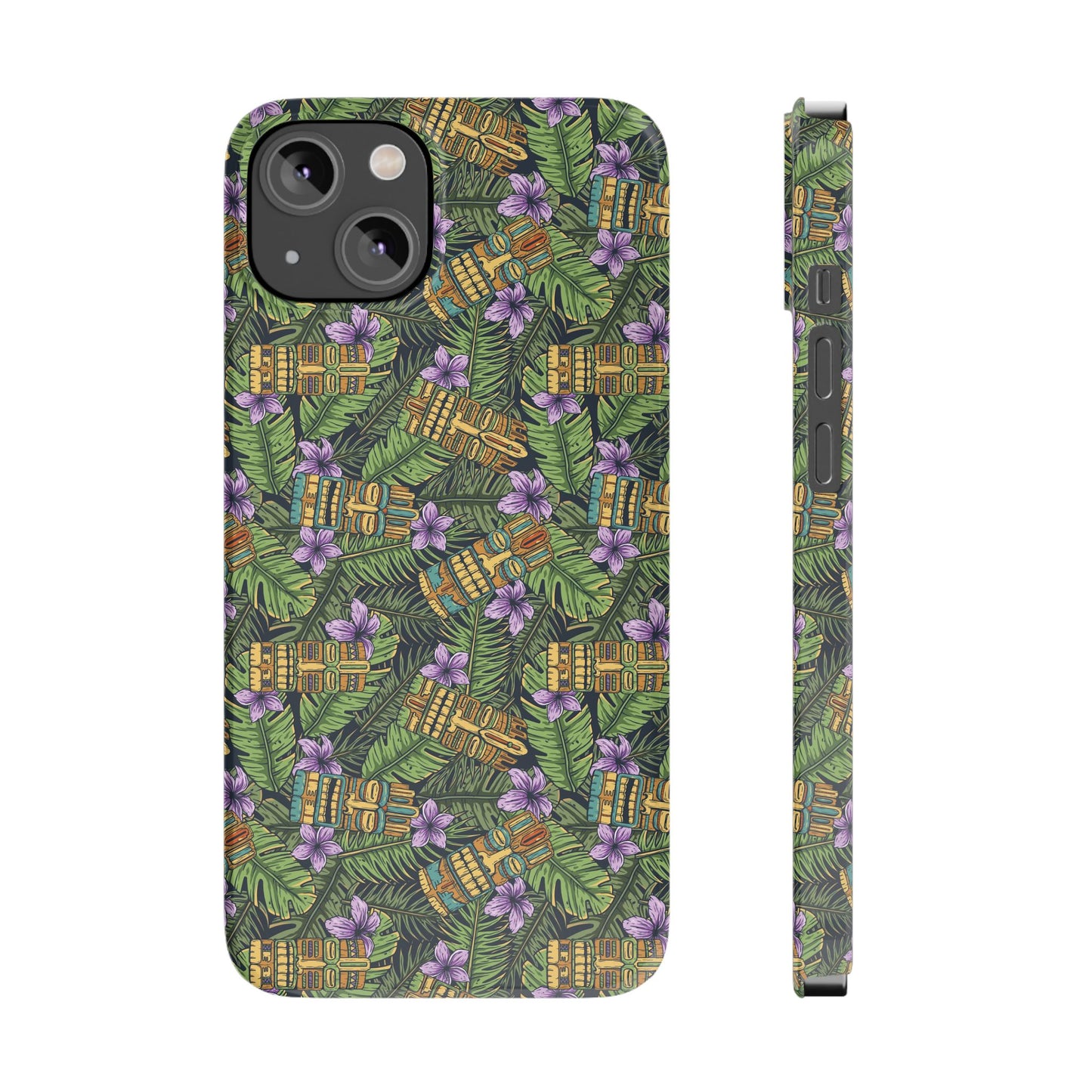 Slim Phone Cases - Tiki Purple Greenery